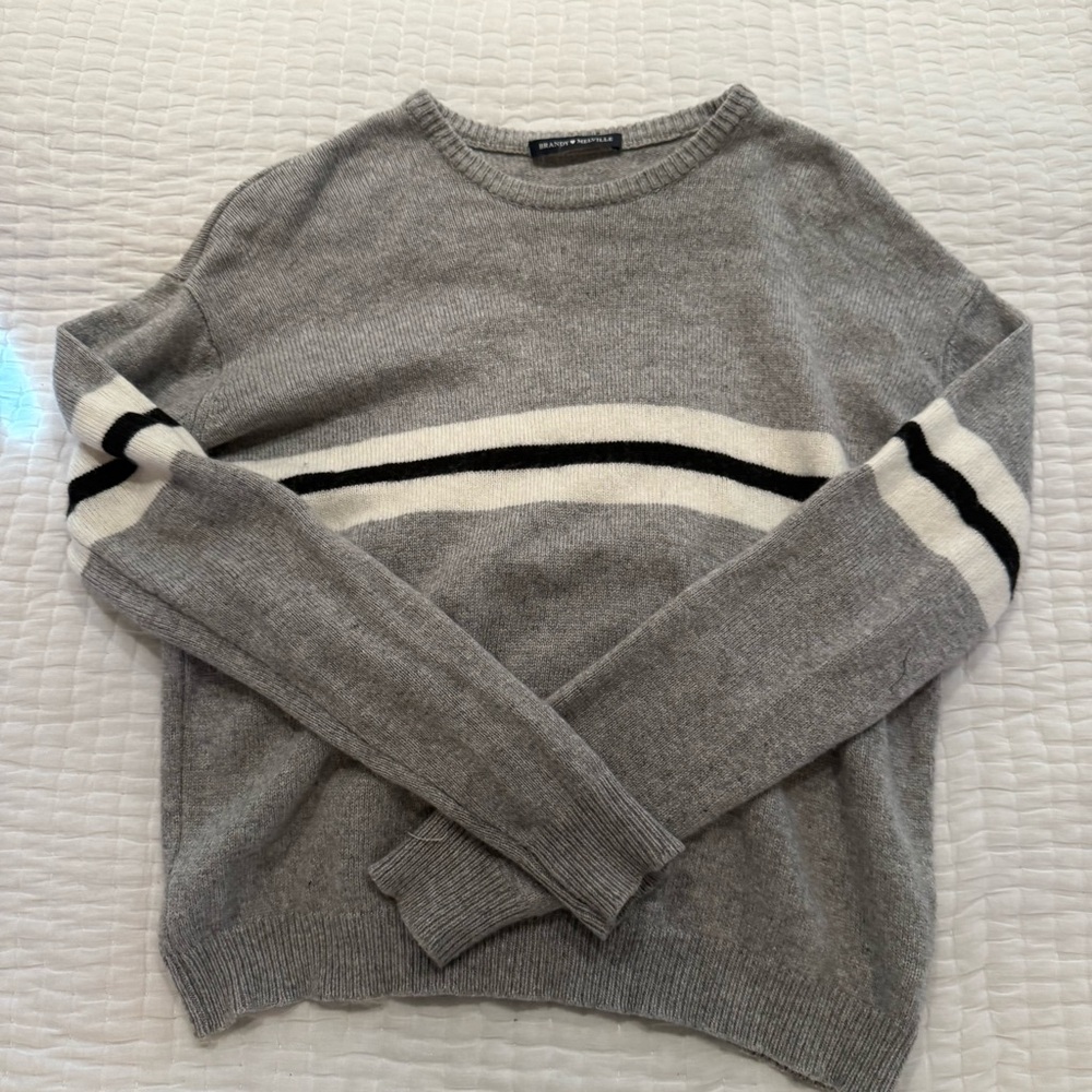 Gray and White Striped Brandy Melville Sweater